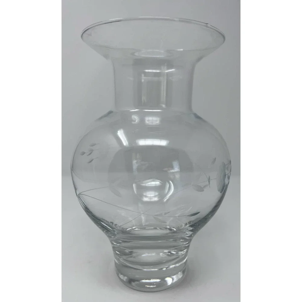 Princess House Clear Frosted Floral Pattern Defect‎ at Top Vase 9